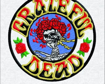 Skeleto Embroidery Design - Vintage Retro Rock Style  - Skull Instant Download - Rock Band Patch