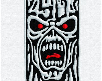 Heavy Metal Skull Machine Embroidery Design | Screaming Monster Face Digital File