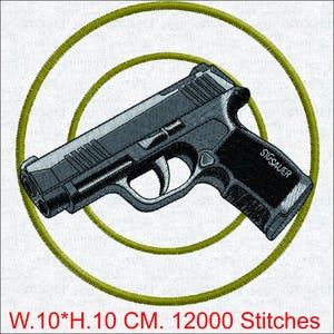 Disegno da ricamo per pistola compatta tattica - Modello per pistola per borse per armi, gilet e attrezzatura tattica