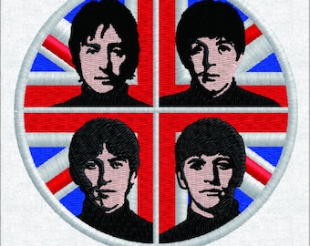 Motif de broderie rétro groupe de rock britannique - Patch circulaire icônes musique des années 60 - Culture pop classique