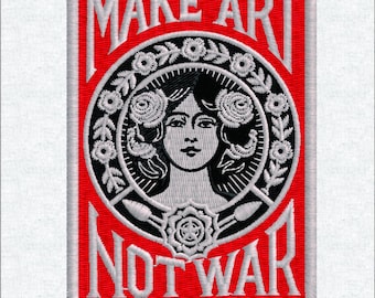 Motif de broderie « Faites de l’art, pas la guerre », fichier de broderie machine « Femme florale », 3 tailles
