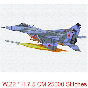 Straaljager | Mig 29 Warplane-patchbestand | Machineborduurwerk militaire vliegtuigen | Luchtmacht: