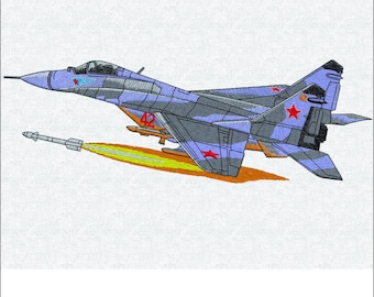 Archivo de parche de avión de combate / avión de guerra MiG 29 / Bordado a máquina de aviones militares / Fuerza Aérea
