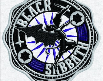 Classic Heavy Metal Winged Demon Embroidery Design - Vintage Rock Band Emblem