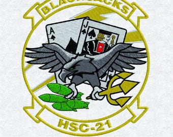 HSC-21 Blackjacks US Navy Squadron Patch Embroidery Design File - Military Digital Download