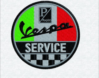 Vespa Service Logo Embroidery Design – Italian Scooter Patch (Digital Download)