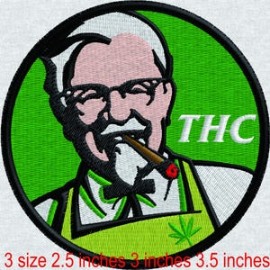 Stoned Colonel Parody Embroidery Design | Funny Cannabis THC Logo (Digital File)