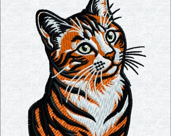 Orange Tabby Cat Machine Embroidery Design, Ginger Feline Pattern