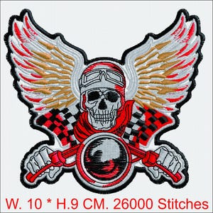 Biker Skull  with Wings | Motorbike Patc | Rocker Motorcycle Club Machine File