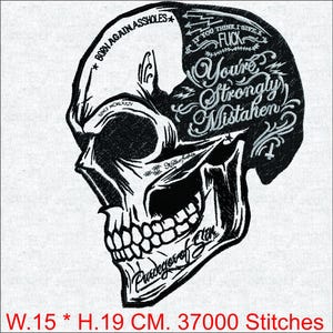 Savage Skull Embroidery File - Explicit Quote Design - Machine Embroidery Pattern for Patches & Vests