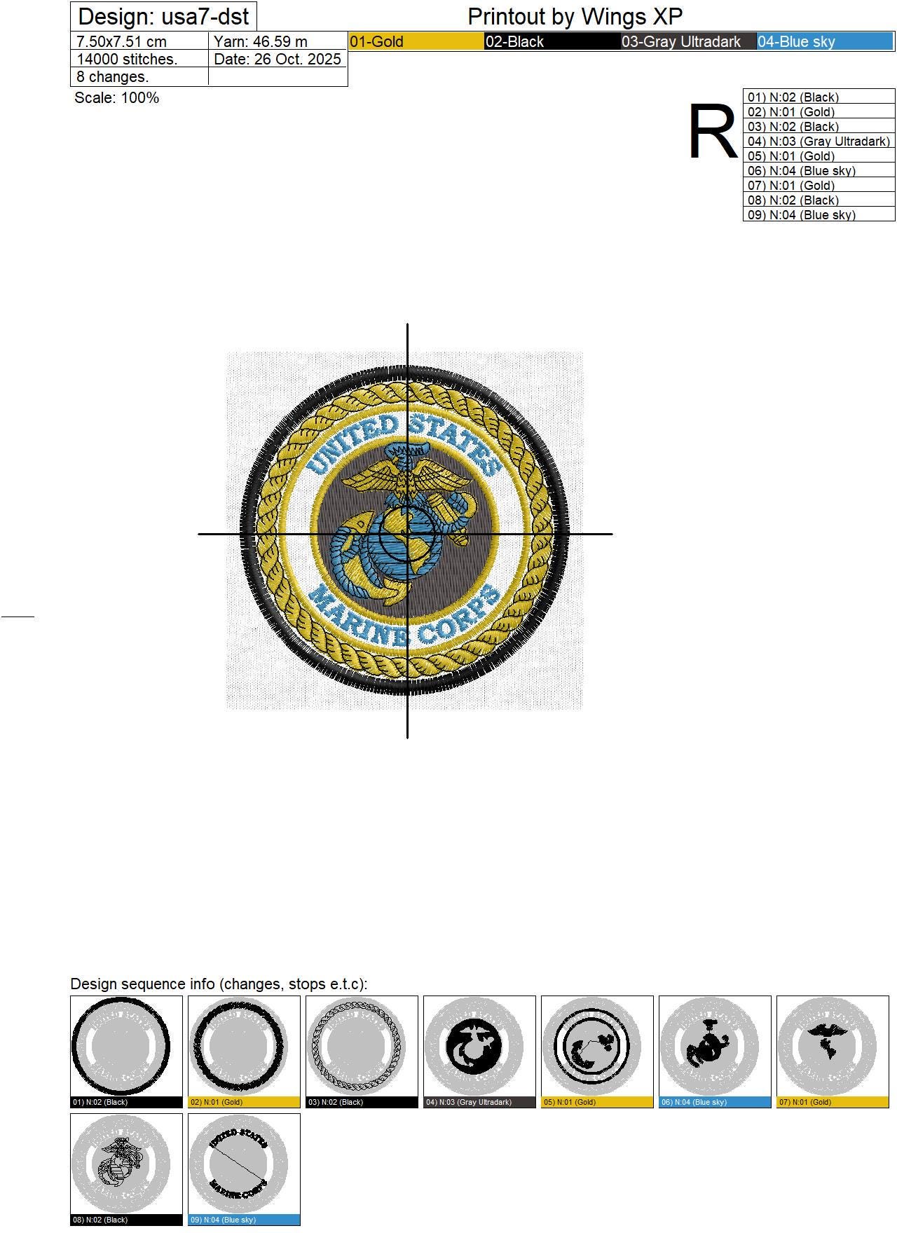 Ega Dxf File USMC EGA Embroidery Design: Marine Corps Emblem Patch File (digital ...
