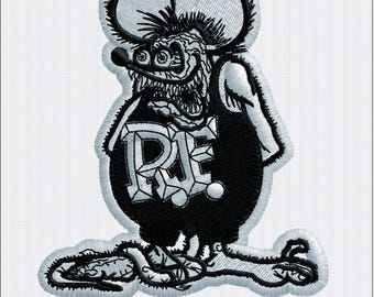 Rat Fink - Retro Cartoon Mouse - Hot Rod Rat Embroidery - 3.1" x 3.5