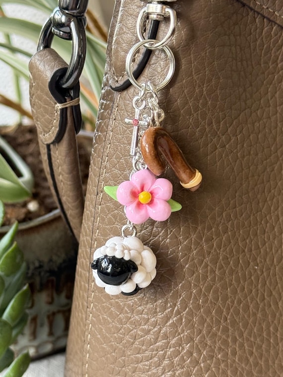 Handmade Lord Is My Shepherd Keychain | Purse Charm | Polymer Clay | Psalm 23 Sheep Charm