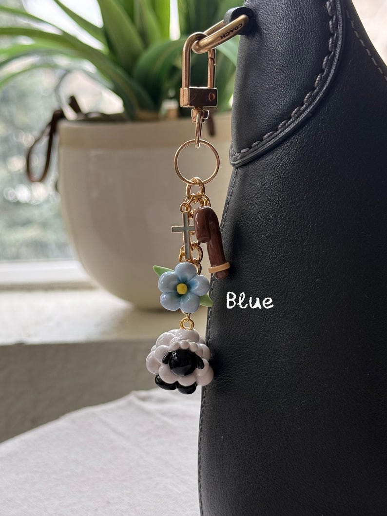 Handmade Lord Is My Shepherd Keychain | Purse Charm | Polymer Clay | Psalm 23 Sheep Charm image 4