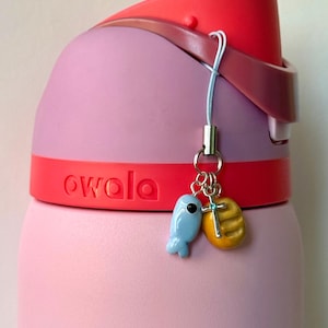 Handmade Jesus Feeds 5000 Water Bottle Charm, Clay Fish Loaves Phone Charm