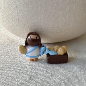 Handmade Tiny Jesus Monitor Charm | Fish Loaf | PC Desk Gaming Computer Accessories | Desk | Polymer Clay (Christian Gift)