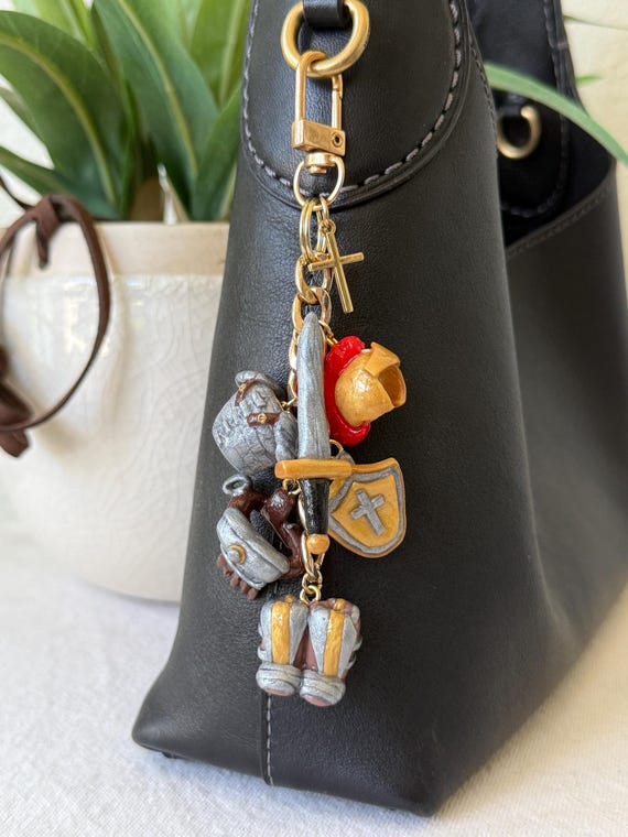 Handmade Armor of God Keychain Bag Charm | Ephesians 6:10-18 | Christian Gift | Hand-Sculpted