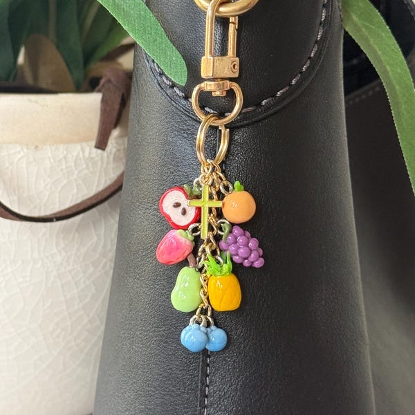 Llavero del Fruto del Espíritu hecho a mano • Dije para bolso • Dije cristiano, regalo con versículo bíblico