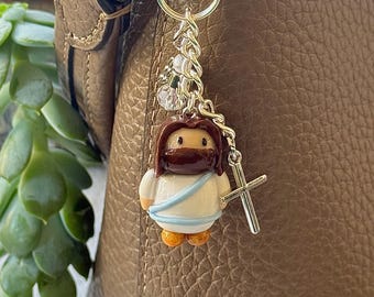 Handmade Tiny Jesus Charm | Polymer Clay | Christian Gift