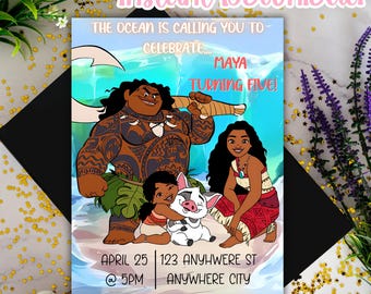 Moana Birthday Invitation, Moana Birthday Party, Moana Digital Invitation, Moana 2 Party: Editable Canva Template