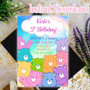 Invitación de cumpleaños de Osito Cariñosito, Fiesta de cumpleaños de Osito Cariñosito, Invitación digital de Osito Cariñosito, Fiesta de Osito Cariñosito: Plantilla editable de Canva