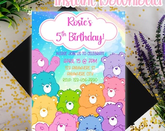 Pflegebär-Geburtstagseinladung, Pflegebär-Geburtstagsfeier, Pflegebär-Einladung, Pflegebär-Party: Bearbeitbare Canva-Vorlage