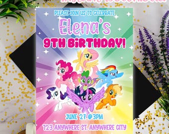 My Little Pony Invitation, MLP Birthday Party, My Little Pony Digital Invitation, MLP Party: Editable Canva Template