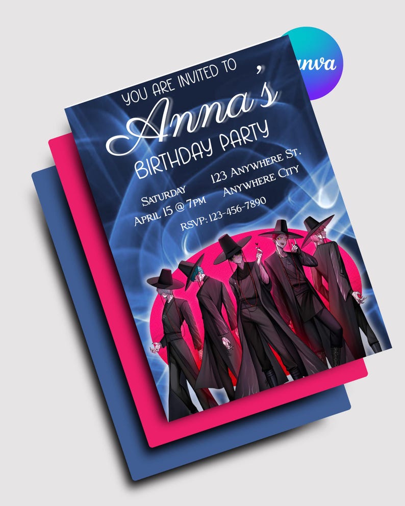 Invitación de cumpleaños de Saja Boys, fiesta de cumpleaños de Saja Boys, invitación digital de Saja Boys, fiesta de Saja Boys: plantilla Canva editable imagen 2