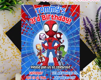 Spidey and Friends Digital Invitation, Spidey Birthday Invitation, Birthday Invitation, Amazing Friends Birthday Invitation, Canva Editable