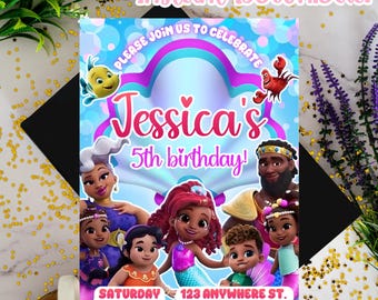 Little Mermaid Birthday Invitation, Disney Jr Ariel Birthday Party, Little Mermaid Ariel Digital Invitation: Editable Canva Template