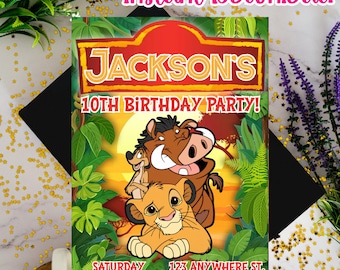 Lion King Birthday Invitation, Lion King Birthday Party, Lion King Digital Invitation, Lion King Party: Editable Canva Template