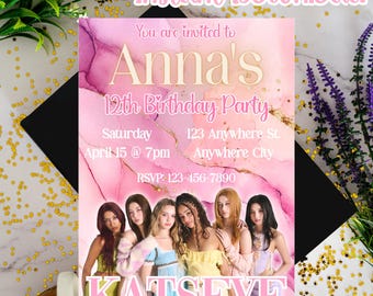 Katseye Digital Invitation, Katseye Birthday Invitation, Canva Editable