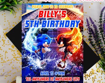Sonic Birthday Invitation, Sonic Birthday Party, Sonic Digital Invitation, Sonic Party: Editable Canva Template