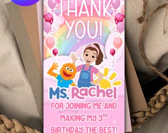 Ms.Rachel Digital Thank You Card, Ms.Rachel Birthday Thank You Card: Canva Editable