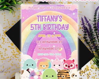 Squishmallows Digital Invitation, Squishmallows Invite, Squishmallow Invitation, Squishmallow Party Canva Editable
