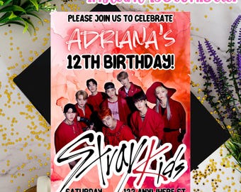 Stray Kids Digital Invitation, Stray Kids Birthday Invitation, Canva Editable
