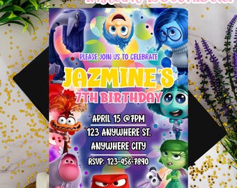 Inside Out Birthday Invitation, Inside Out 2 Birthday Party, Inside Out Digital Invitation, Inside Out 2 Party: Editable Canva Template