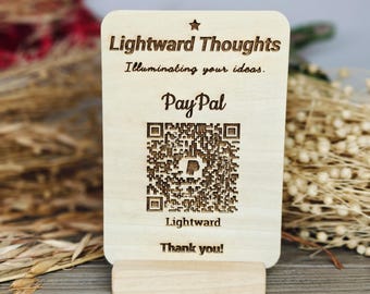 Personalized Wooden PayPal QR Code Sign: Business Payment Display