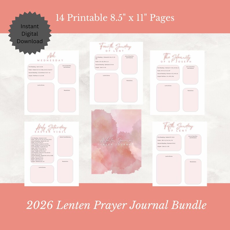 Lenten Prayer Journal Printable: Gratitude, Bible Study, Reflection ...