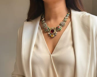 Polki Kundan Wedding Necklace Set: Bollywood Indian Jewelry