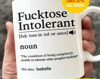 Tazza da caffè intollerante Fucktose, tazza sarcastica, bicchieri con umorismo offensivo, tazza da tè in ceramica, regalo per amanti del caffè, regalo scherzoso, regalo per amici