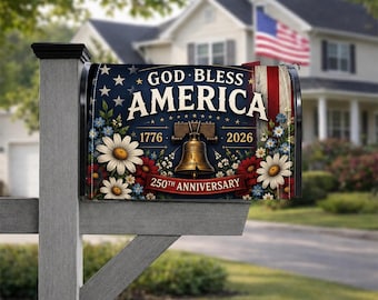 Cubierta magnética patriótica para buzón, decoración para buzón con la frase "Dios bendiga a América", decoración exterior para el 250 aniversario de América.