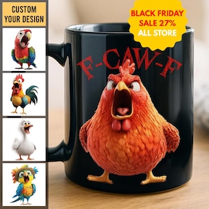 F-Caw-F Chicken Humor Mug, Personalized Funny Gifts For Best Friend, Family, Coworker, Work Bestie, My Resting Squawk Face, Funny Coffee Mug