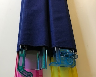 Custom made Mahjongg rack bag without handle, Removealble 4 pocket flannell insert.All in shades of blue and black