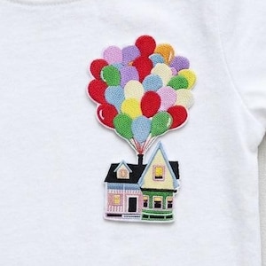Balloon House Embroidery Design, Whimsical Floating House Machine Stitch File - 4x4 Hoop (Digital Download)