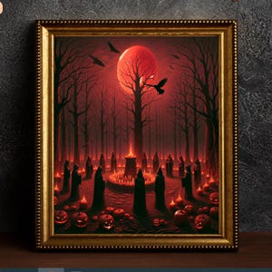 Moody Dark Woods Gothic Forest Print: Halloween Decor for Witchy Room Wall Art