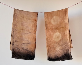 Scarf, head scarf, headband | Hand Painted | Plant Dyed | Earthy Tones | Botanical Dyed | 100% Silk