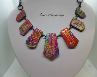 Vintage Rainbow Statement Necklace/ Unusual Design Necklace for Woman