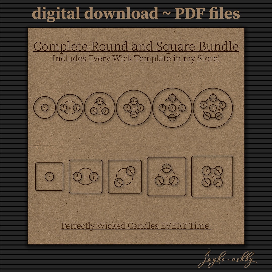 Wick Centering Template Bundle Round and Square Candle Jar Candle Wick Centering Template Bundle Round and Square Candle Jar Candle