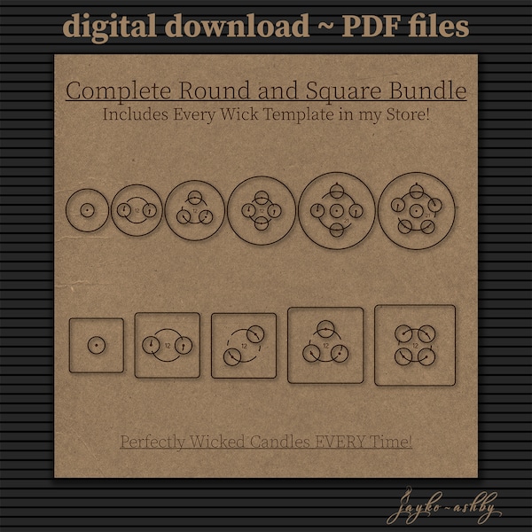 Wick Centering Template Bundle | Round and Square Candle Jar | Candle Making Supplies